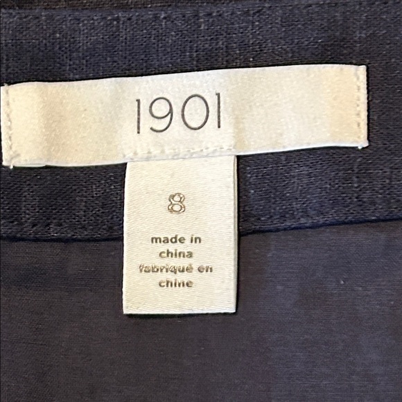 1901 COLOR BLOCK LINEN BLEND RED BLUE WITH POCKETS MIDI SKIRT SZ8 - Picture 5 of 10